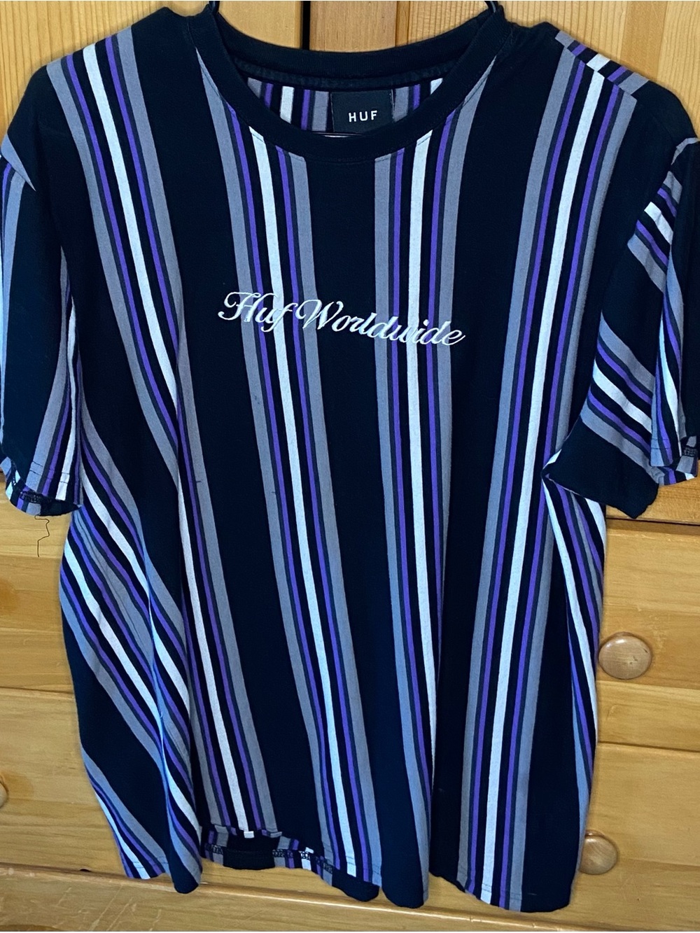 HUF Black & Purple striped t-shirt